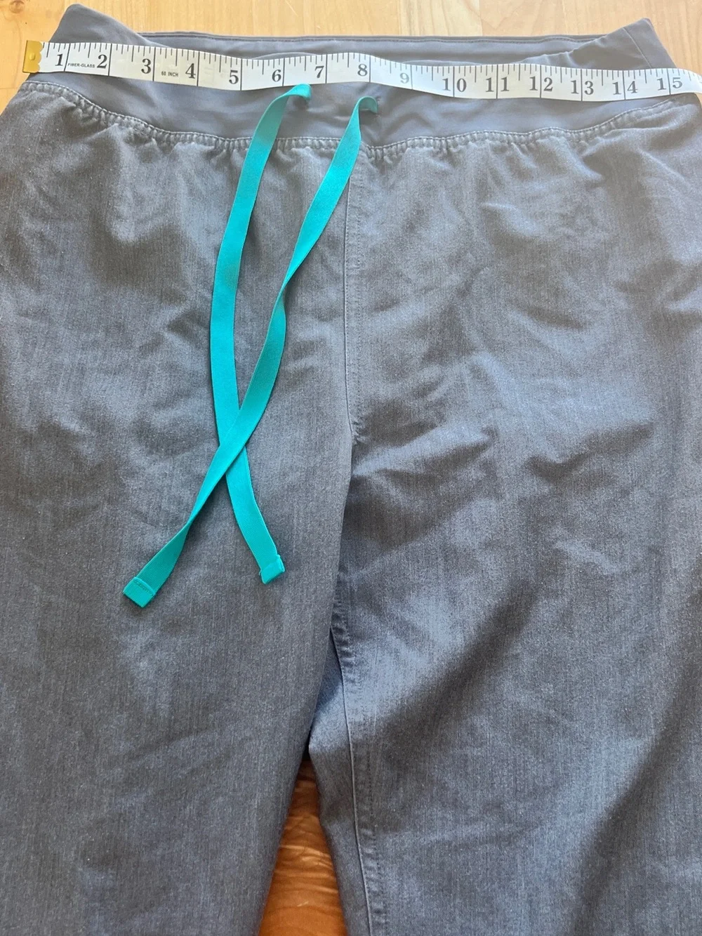 Figs Men's Gray Pants with Teal Drawcord